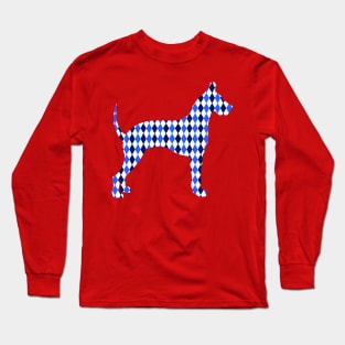 Blue Harlequin Great Dane Silhouette Long Sleeve T-Shirt